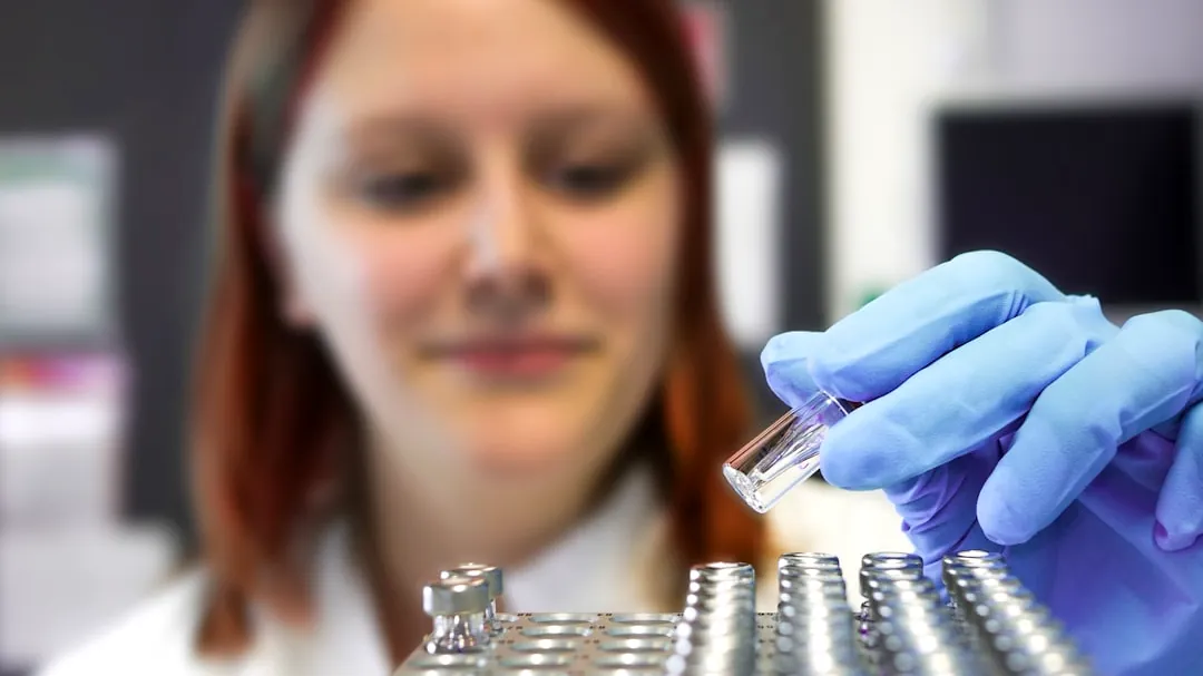 a woman in a lab coat